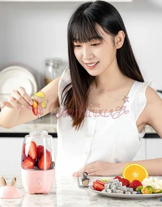 Tavşan Model Taşınabilir USB Şarj Edilebilir Meyve Blender Mikser