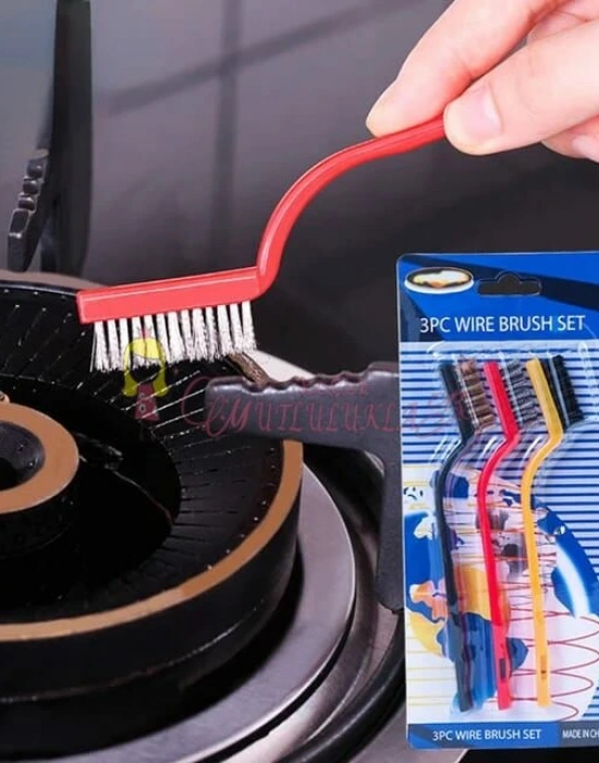 Tel Fırça Detaylı Temizlik Seti ( 3 Parça)