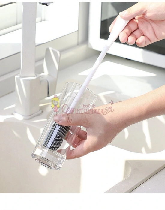 Uzun Saplı Silikon Cam Temizleme Fırçası Silikon Biberon Bardak Fırçası