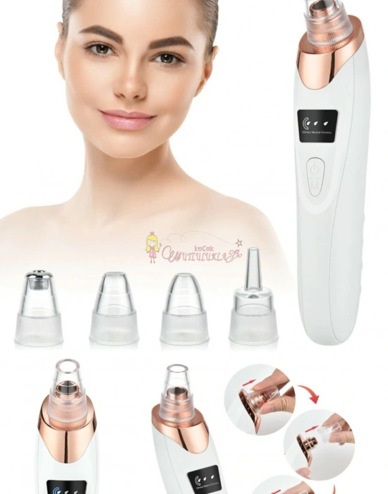 Vakumlu Yüz Temizleme Cihazı Siyah Nokta 5 Başlıklı Şarjlı Şık Tasarım Taşınabilir Pratik Bakım Seti