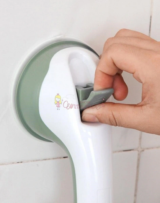 Vantuzlu Banyo Tutacağı Kayma Düşme Önleyici Kilitli Tutunma Barı