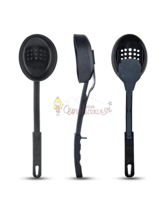 Yanmaz Yapışmaz 3ü 1 Arada Servis Seti 220 Dereceye Dayanıklı Hem Kaşık Hem Kevgir Hem Kepçe