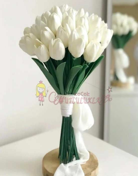 Yapay 10lu Islak Lale Buketi Gerçek Dokulu