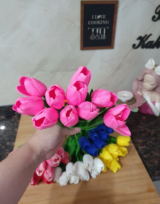 Yapay 10lu Islak Lale Buketi Gerçek Dokulu