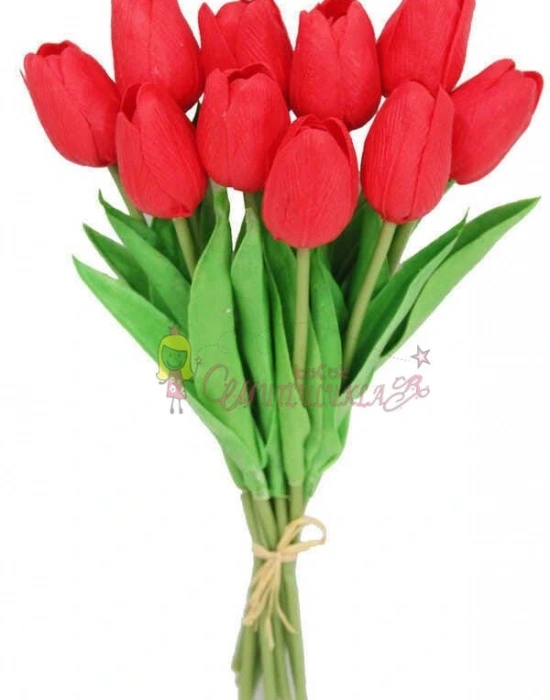 Yapay 10lu Islak Lale Buketi Gerçek Dokulu