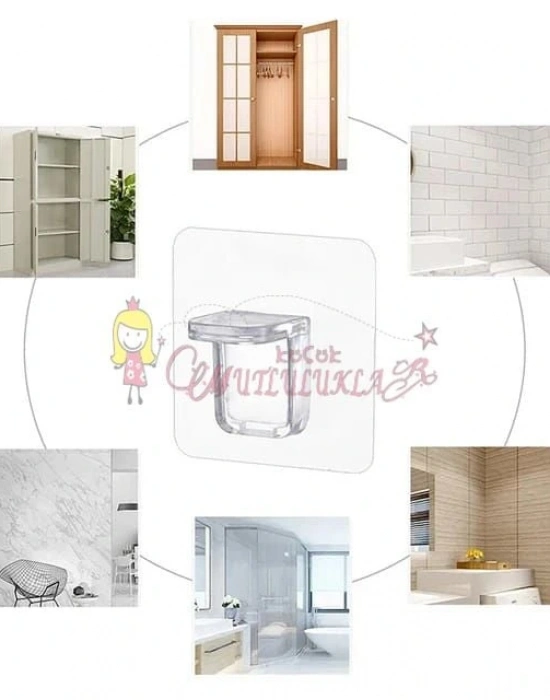 Yapışkan Pratik Raf Tutucu Portatif Menteşe 4 lü