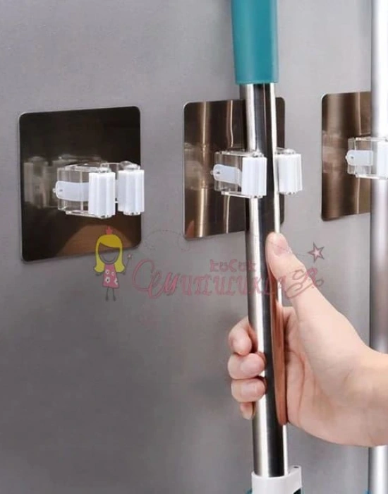 Yapışkanlı Pratik Mop Tutucu 4 Adet Gold Beyaz