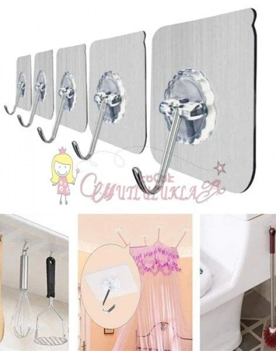 Yapışkanlı Suya Dayanıklı Şeffaf Askı 5li Set