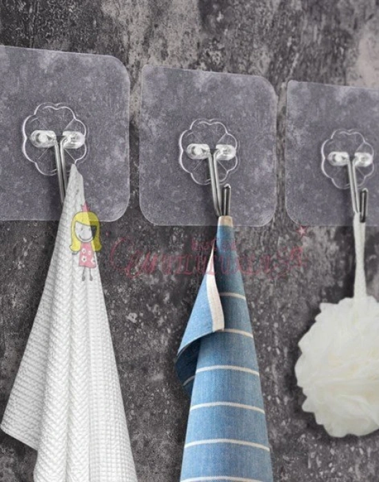 Yapışkanlı Suya Dayanıklı Şeffaf Askı 5li Set