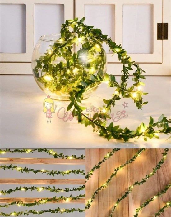 Yapraklı Dekorlu 3 Metre Peri Led Pilli  Işık