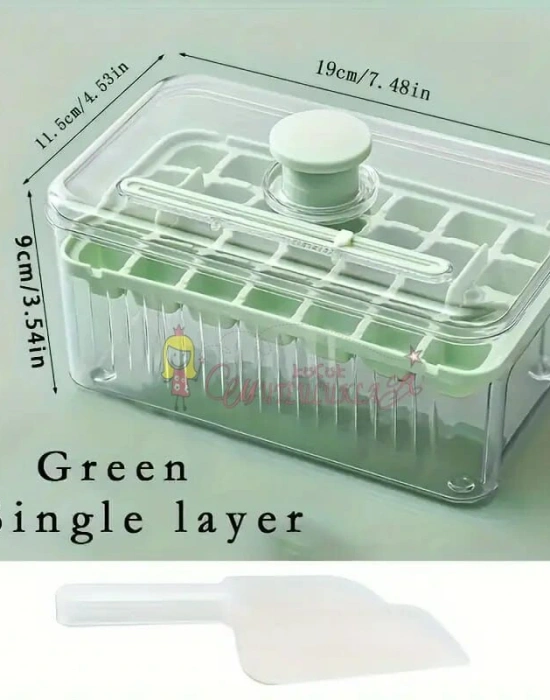 Yeni Nesil Basmalı Çift Buz Kalıbı Buzluk  Kapaklı Saklama Kutulu 56 Bölmeli Hazneli Buz Küpü Buz kalibi