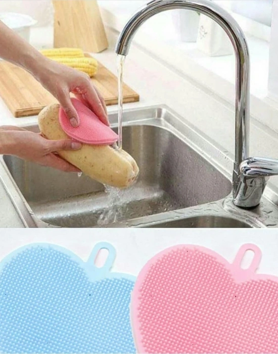 YENİ SİLİKON BULAŞIK YIKAMA ÇİFT TARAFLI SCRUBBER MUTFAK TEMİZLEME FIRÇASI PED ARACI
