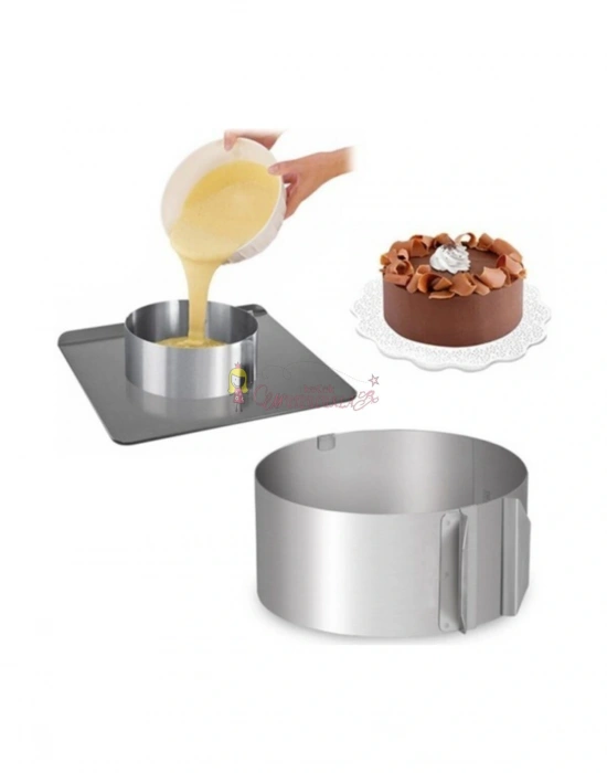 Yuvarlak Ayarlanabilir Pasta Kek Pandispanya Kalıbı Ayarlı Çember