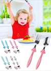 2 Li Hayvan Figürlü Bebek Kaşık Çatal Mama Seti