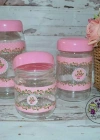 3LÜ GÜL DESENLİ KAVANOZ SET