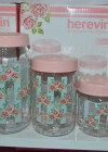 3LÜ KAVANOZ SET ÇİÇEK DESEN