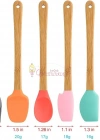 5 Parça Silikon Spatula Kaşık Fırça Seti - Bambu Saplı