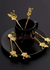 6 Kişilik Lüx Çay Kaşığı Gold / Gümüş Japon Gülü 