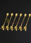 6 Kişilik Lüx Çay Kaşığı Gold / Gümüş Japon Gülü 