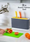 3Lü Bıçak Seti Violet Kesim Panolu Tezgah Üstü