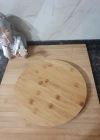 Yuvarlak Dönerli Bambu Sunum Tabağı Pizza Tahtası