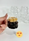 Mini Üzüm Bardak 6Lı Kulplu Kahve Yanı Bardak