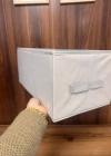 P. Koyu Gri Tela Dolap İçi Düzenleyici Kutu Organızer ( 1 ADET) 45x25x20 CM