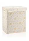 P. Yıldız Desenli Çok Amaçlı Kapaklı Oyuncak Çamaşır Saklama Kutusu Katlanır Düzenleyici 30x40x50 cm