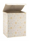 P. Yıldız Desenli Çok Amaçlı Kapaklı Oyuncak Çamaşır Saklama Kutusu Katlanır Düzenleyici 30x40x50 cm