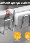 Krom Yapışkanlı Bulaşık Sünger Tutucu Evye Düzenleyici Süngerlik 5 x 5 Cm