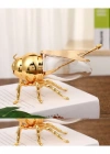 Arı Tasarımlı Bal Kabı Ballık  Kaşık Hediyeli Gold Kaplama Plastik