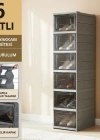 Brns 6 Katlı Lüks Ayakkabılık Terlik Kutusu GRİ