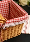 Ç. Açık Renk Kare Rattan Hasır Piknik Sepeti Vintage Sepet