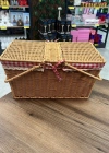 Ç. Açık Renk Kare Rattan Hasır Piknik Sepeti Vintage Sepet