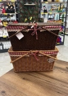 Ç. Koyu Renk Kare Rattan Hasır Piknik Sepeti Vintage Sepet
