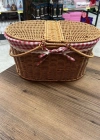 Ç. Açık Renk Oval Rattan Hasır Piknik Sepeti Vintage Sepet
