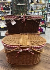 Ç. Açık Renk Oval Rattan Hasır Piknik Sepeti Vintage Sepet