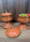 L. Emaye Kapaklı Ayaklı Şekerlik 13 x 18 Cm