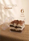 Sert Mika Plastik 6lı Kare Tiramisu Cup 250 cc  Şeffaf Kapaklı Sunum Kabı Tatlı & Meze ve Salata Kap