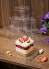 Sert Mika Plastik 6lı Kare Tiramisu Cup 250 cc  Şeffaf Kapaklı Sunum Kabı Tatlı & Meze ve Salata Kap