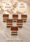 Sert Mika Plastik 6lı Kare Tiramisu Cup 250 cc  Şeffaf Kapaklı Sunum Kabı Tatlı & Meze ve Salata Kap