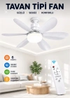 6 Kanatlı Led Lamba 3 Kademe 3 Renk Işıklı Sessiz Tavan Vantilatörü Kumandalı Tavan Fanı Led Ampül