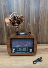 Everton Radyo Büyük Gramafonlu Şömine Görünümlü Şarjlı Nostaljik Radio RT-651