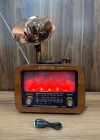 Everton Radyo Büyük Gramafonlu Şömine Görünümlü Şarjlı Nostaljik Radio RT-651