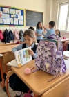BS. Kawaii Kore Tarzı Aksesuarlı Ortopedik Yerli Günlük Okul Çantası Kuromi Karakter
