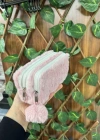BS. PEMBE Peluş Çift Gözlü Bölmeli Okul İçin Ponponlu Çok Amaçlı Organizer Kalemlik Kalem Kutusu