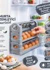 BT. Buzdolabı Kapak İçi 3 Katlı Yumurta Düzenleyici yumurtalık 30 Adet Gri ve Beyaz 9,8 x 26 x 21 cm
