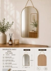 K. HOME Dekoratif Askılı Kırılmaz Duvar Aynası, Ahşap Arkalı, Üst Oval 40x24 cm