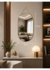 K. OVAL NO2 Model Dekoratif Askılı Kırılmaz Duvar Aynası, Ahşap Arkalı, Çift Oval 40x24 cm