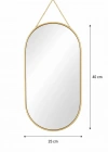 K. OVAL NO2 Model Dekoratif Askılı Kırılmaz Duvar Aynası, Ahşap Arkalı, Çift Oval 40x24 cm